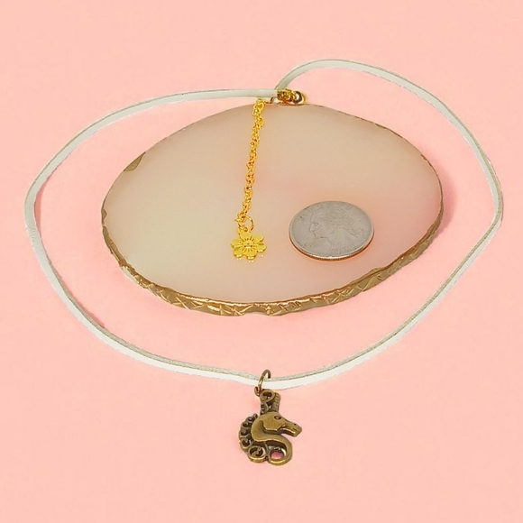 Leather Cord Unicorn Pendant Necklace Magical Fairy Tale Fairycore 1970s 1990s - Picture 9 of 15